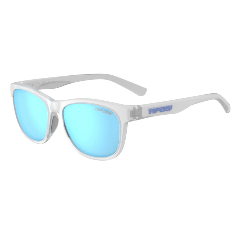 Tifosi Swank Sunglasses Satin Clear/Clarion Blue Polarized Lens