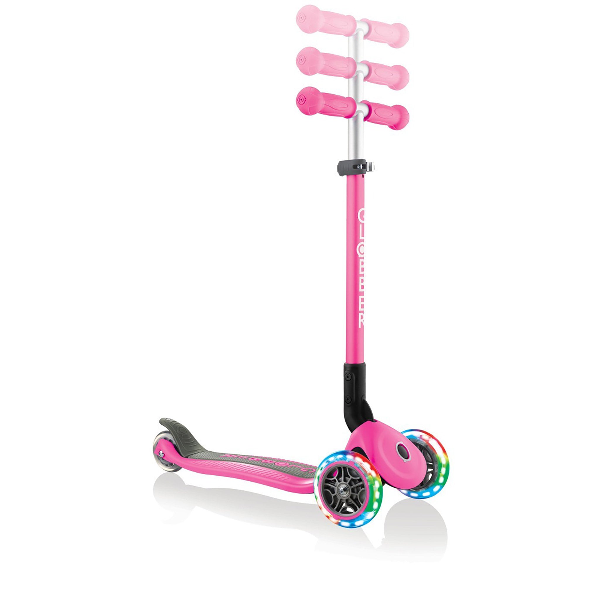 Globber Kids Primo Foldable Lights Scooter Neon Pink 99bikes