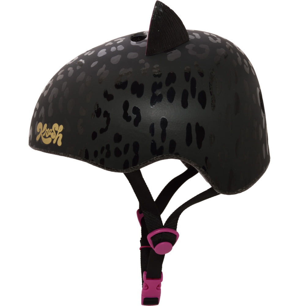 Krash Leopard Kitty Youth Black Helmet 99bikes .nz