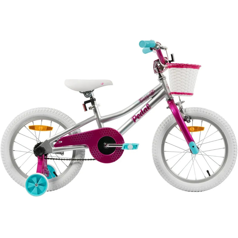 Pedal Buzz 16" Steel Kids Bike Silver/Pink/Blue