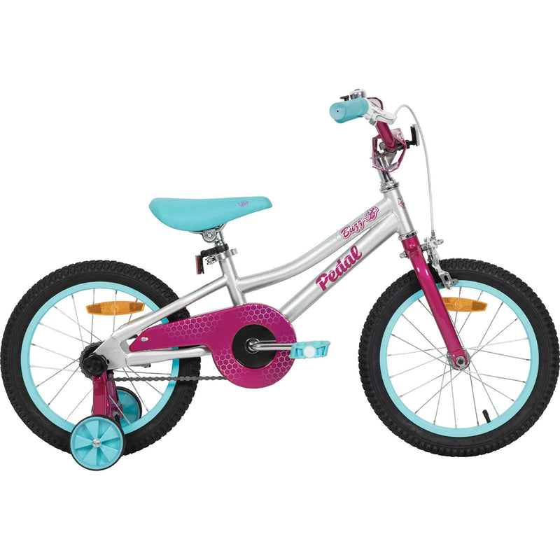 Pedal Buzz 16" Kids Bike Silver/Pink