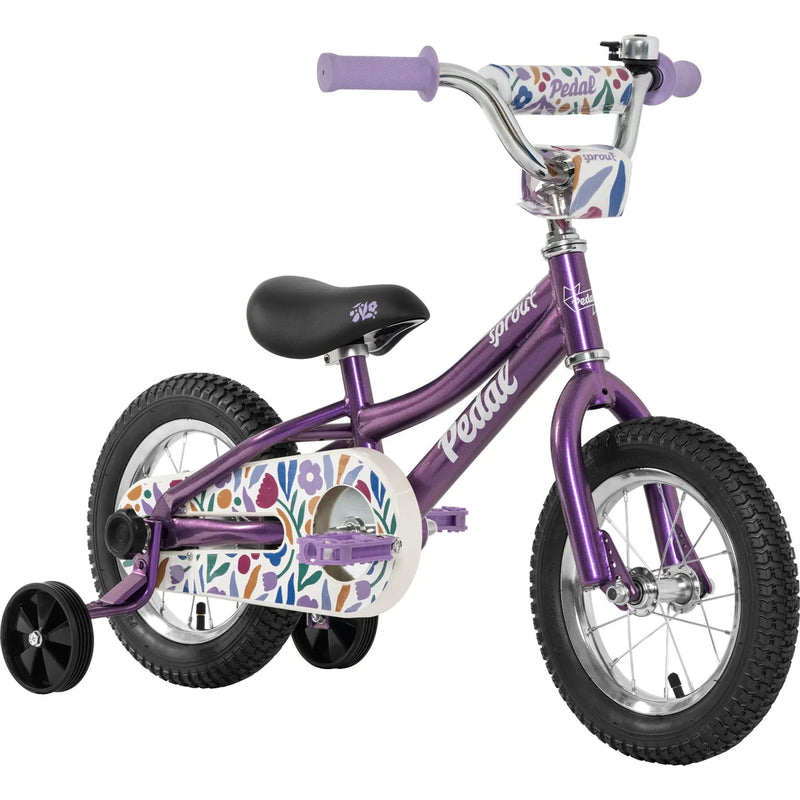 Pedal Sprout 12" Kids Bike Purple Flowers