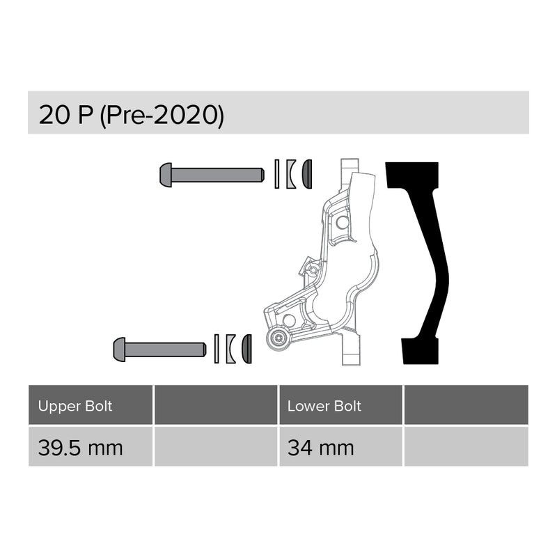 SRAM Post Bracket 20 P 180mm/160mm, Includes Stainless Caliper Mounting Bolts (CPS & Standard)