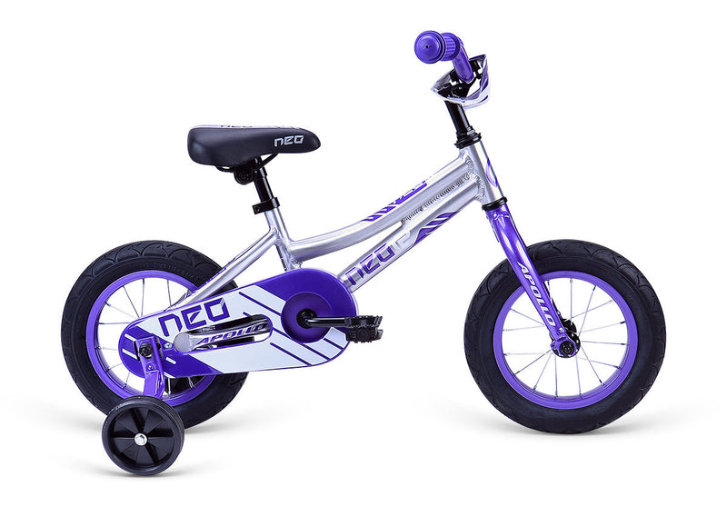 Apollo Neo 12" Kids Bike Brushed Alloy Purple/Black