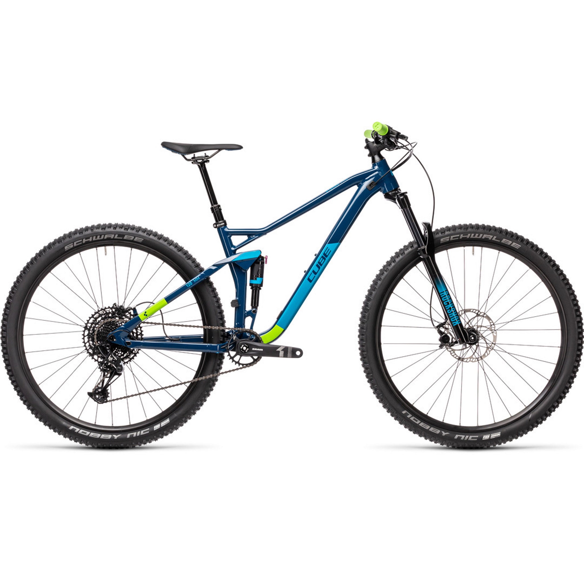 Cube Stereo 120 Pro 29 Trail Bike Blueberry n Green 99bikes .nz